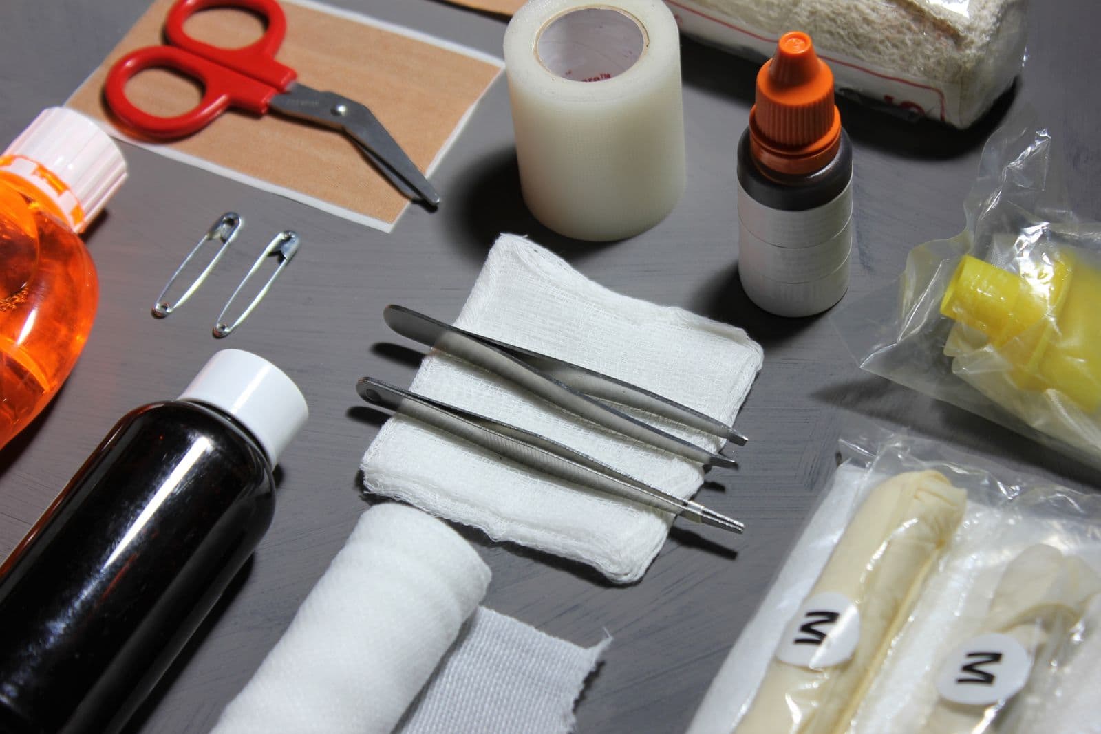 Emergency dental first aid supplies prepared before a dental visit